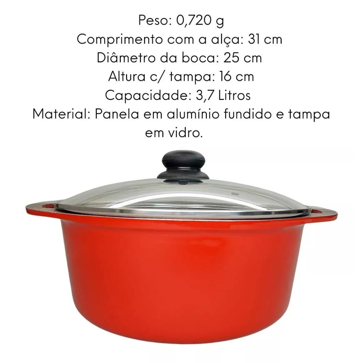 Caçarola Antiaderente Vermelha N24 Com Tampa - A Gourmet