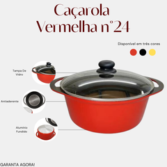 Caçarola Antiaderente Vermelha N24 Com Tampa - A Gourmet