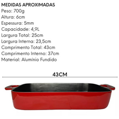 Assadeira aluminio fundido vermelha N2