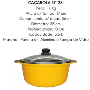 Caçarola Antiaderente Com Tampa N28 Amarela - A Gourmet
