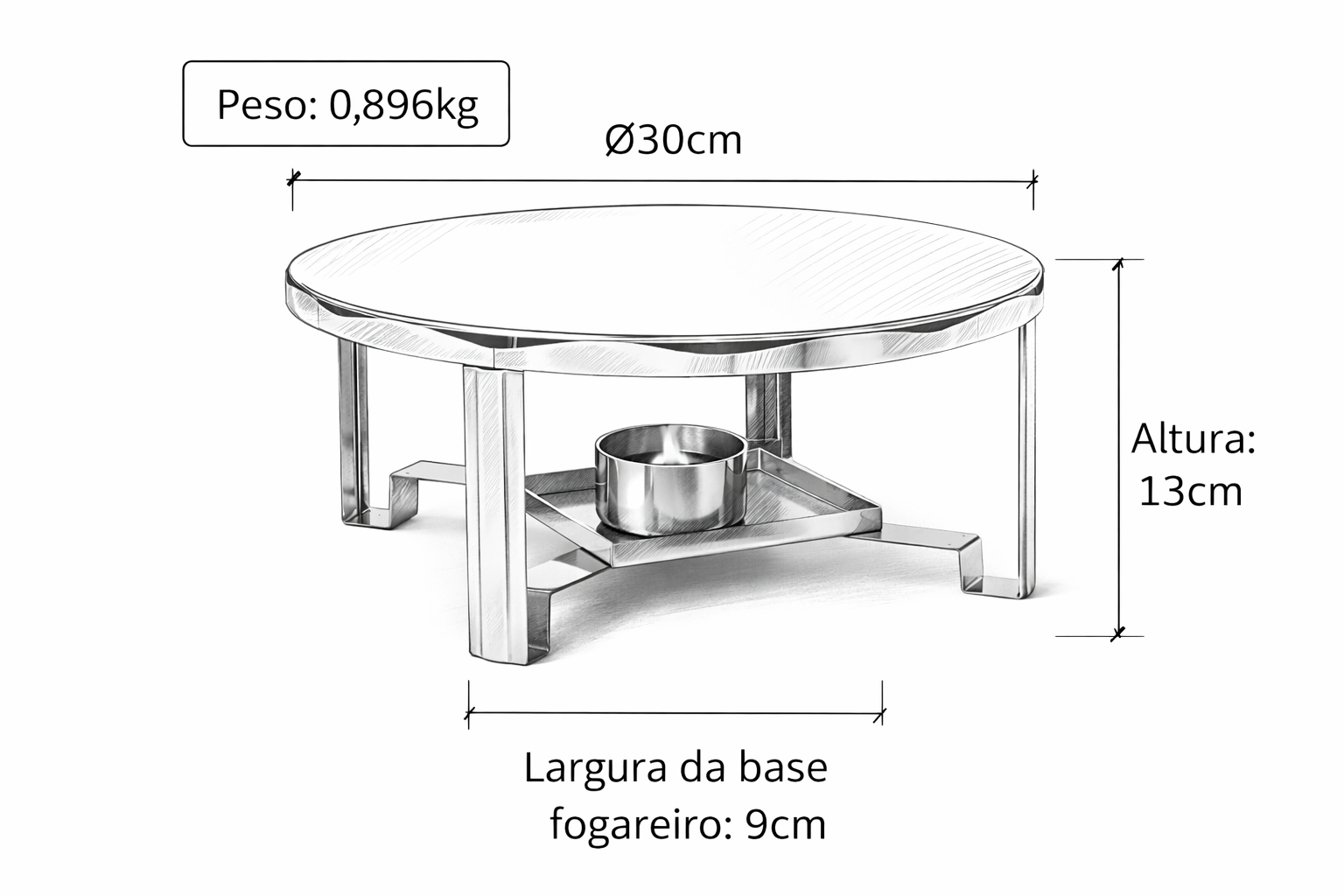 Rechuad Redondo em Aço Inox