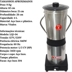 Liquidificador Industrial 4L Aço Inox - A Gourmet