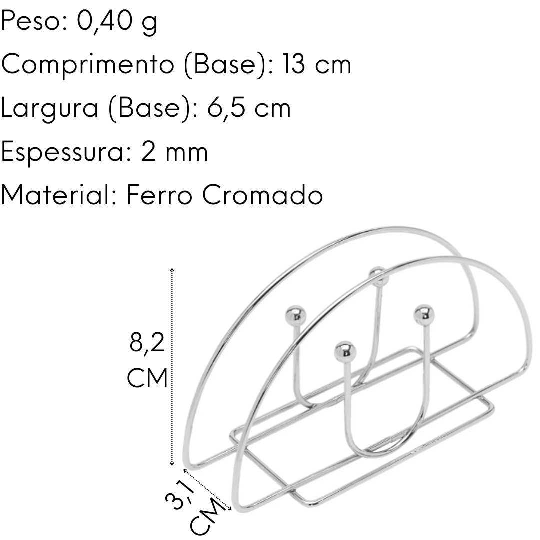 Porta Guardanapo de Ferro Cromado Dolce Home