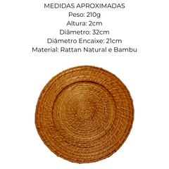 Sousplat Retangular Rattan e Bambu GZT