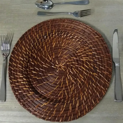 Sousplat Redondo Fechado Rattan Escuro GZT