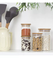 Pote Hermético Vidro Tampa Bambu Redondo 800ml Class Home