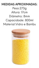 Pote Hermético Vidro Tampa Bambu Redondo 800ml Class Home