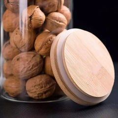 Pote Hermético Vidro Tampa Bambu Redondo 800ml Class Home