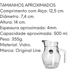 Jarra Safira em Vidro Com 500ml Original