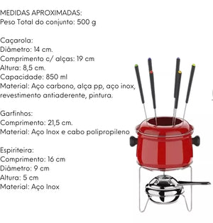 Conjunto Fondue 10Pçs Vermelho - A Gourmet