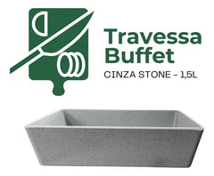 Travessa Buffet 1/3 de Melamina Cinza Stone - A Gourmet