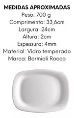 Prato Retangular Parma de Vidro Temperado - A Gourmet