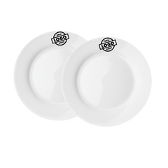 Kit 50 Prato Raso Bianco Flat 28cm Com Sua Marca - A Gourmet