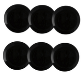Conjunto de 6 Prato Raso Meridional Vidro Preto - A Gourmet