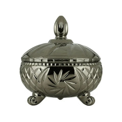 Potiche Cinza Metalizado Decorativo para Mesa Lyor