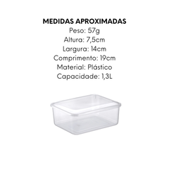 Pote Retangular G Transparente 1,3L - A Gourmet