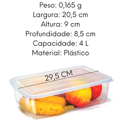 Caixa Retangular Tampa Hermética 4L Erca Plast