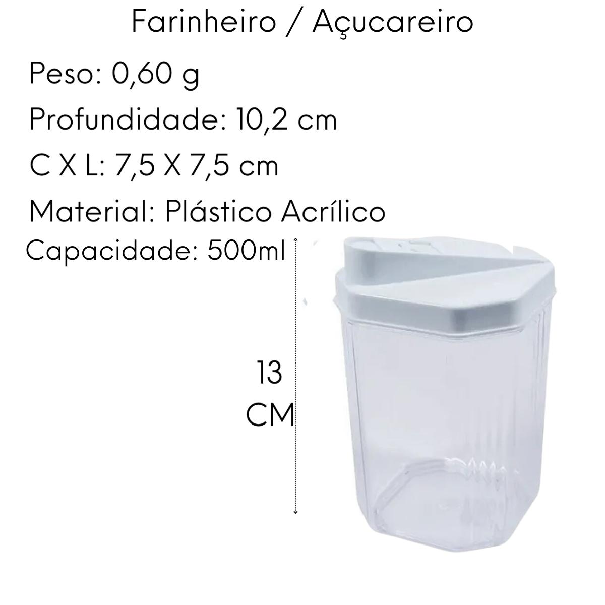 Açucareiro \ Farinheiro Acrilico Erca Plast