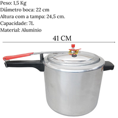 Panela de Pressão Aluminio Polida 7L Eirilar