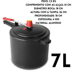 Panela de Pressão Preta Antiaderente 7L Eirilar