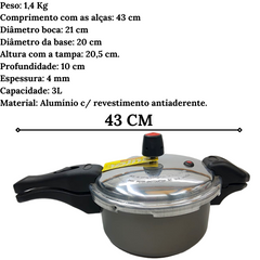 Panela de Pressão Grafit Fechamento Externo 3L Eirilar