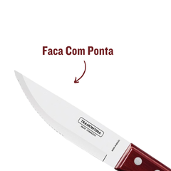 Faca Churrasco C/Ponta Jumbo Tramontina Polywood Vermelho