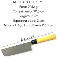 Cutelo Asia Nakiri Usuba 7 Polegada de Aço Inox Etilux