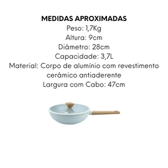 Panela Wok Antiaderente Cinza Revestida em Cerâmica - A Gourmet