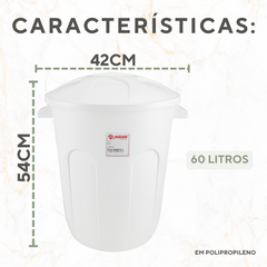 Cesto Com Tampa Basculante 60 Litros