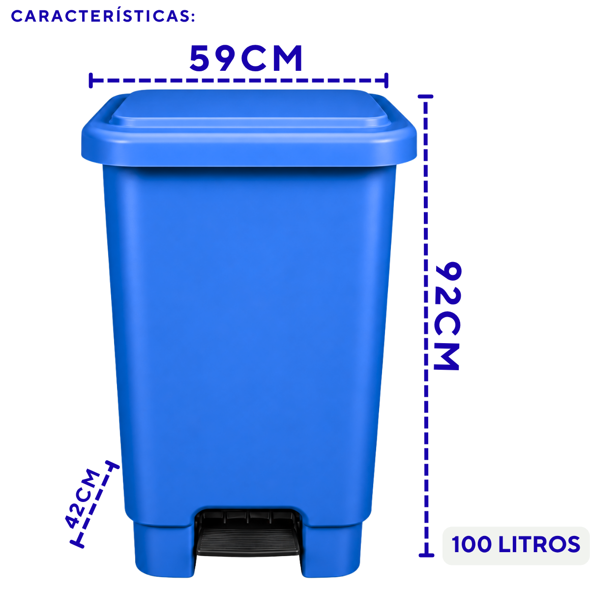 Lixeira com Pedal 100 Litros Azul Lar Plásticos