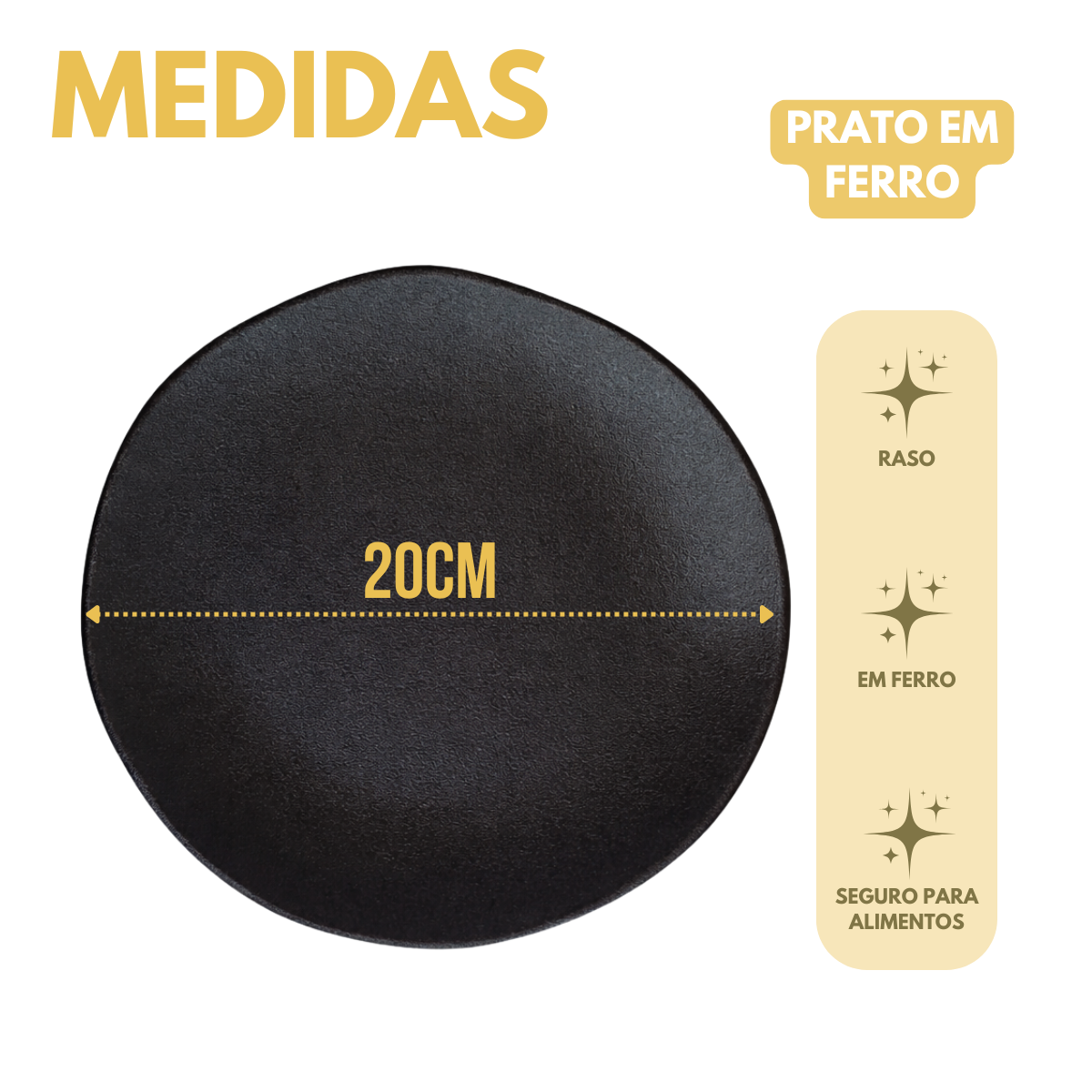 Prato Ferro Fundido 20cm