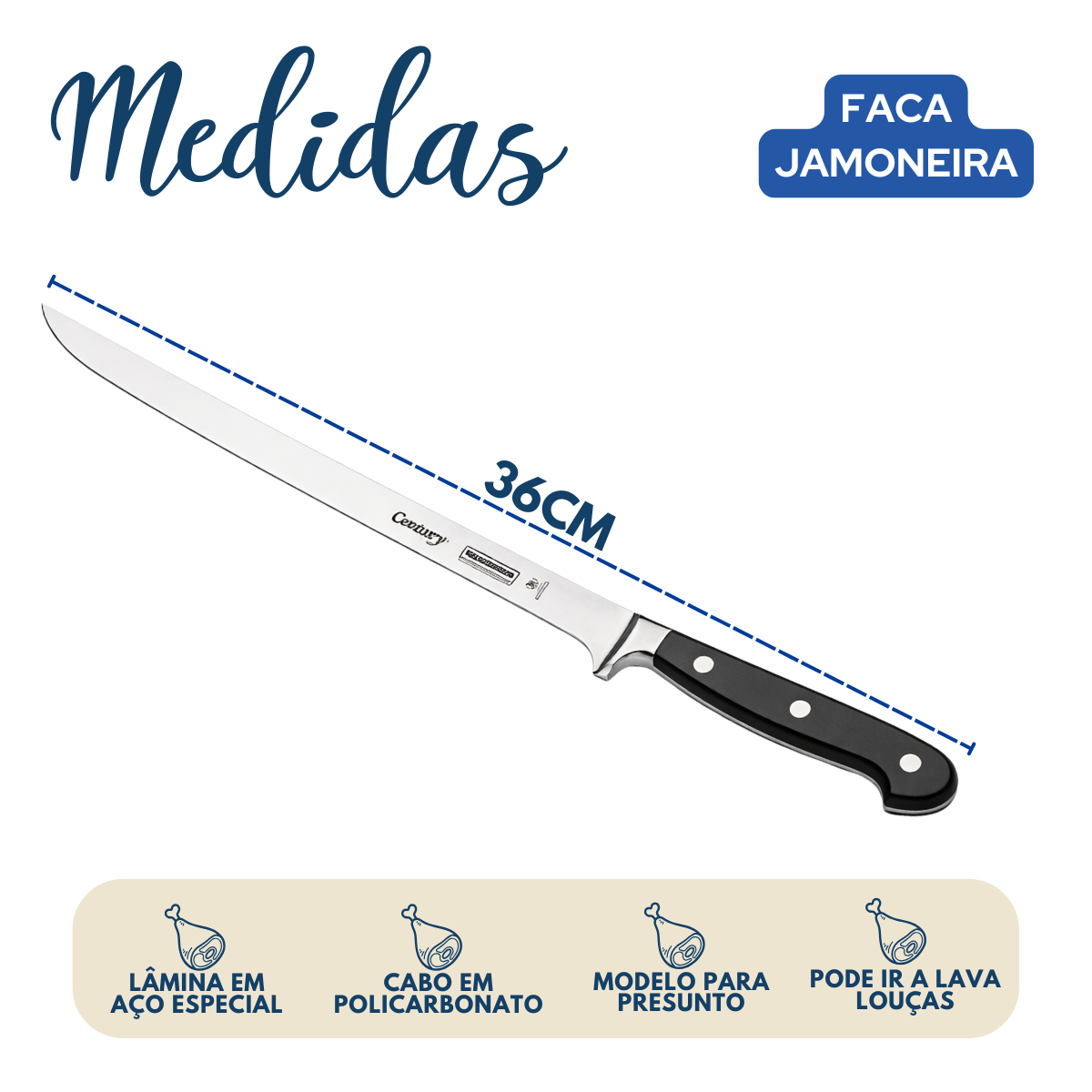 Faca Jamoneira 9° Tramontina Century