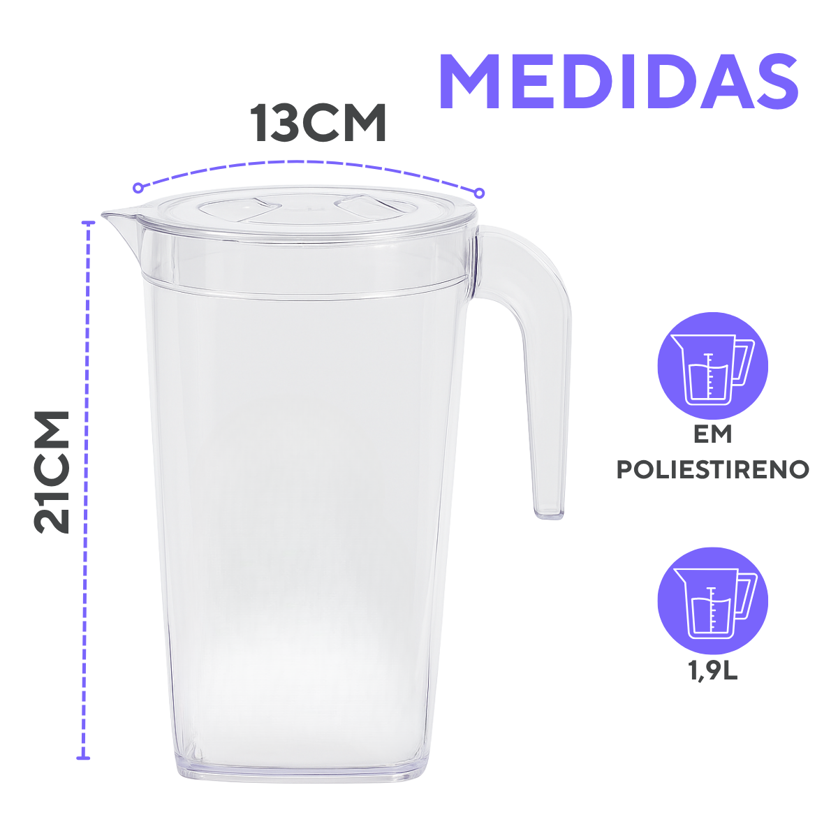 Jarra de Acrilico 2L Cristal