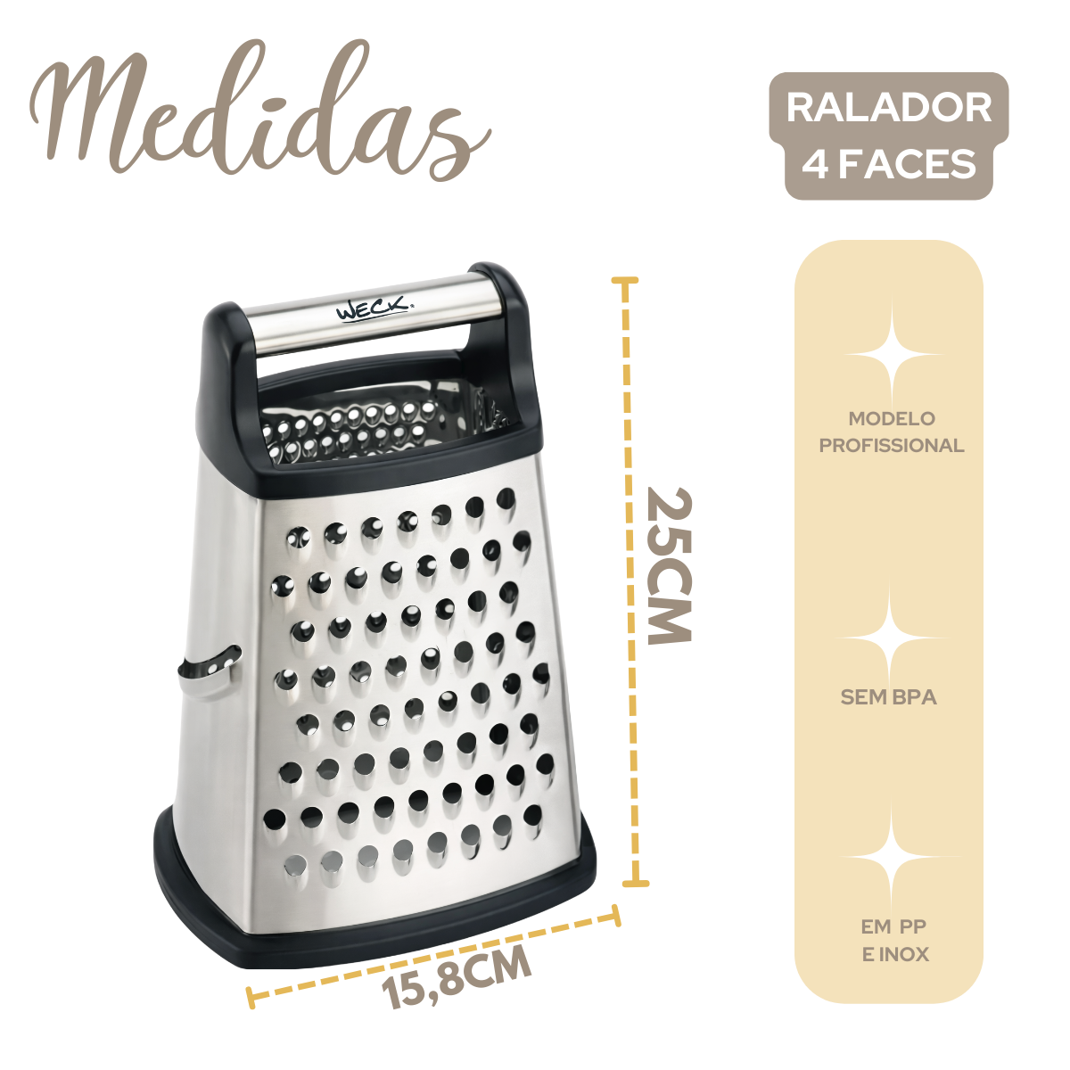 Ralador Profissional 4 Faces Com Recipiente e Tampa