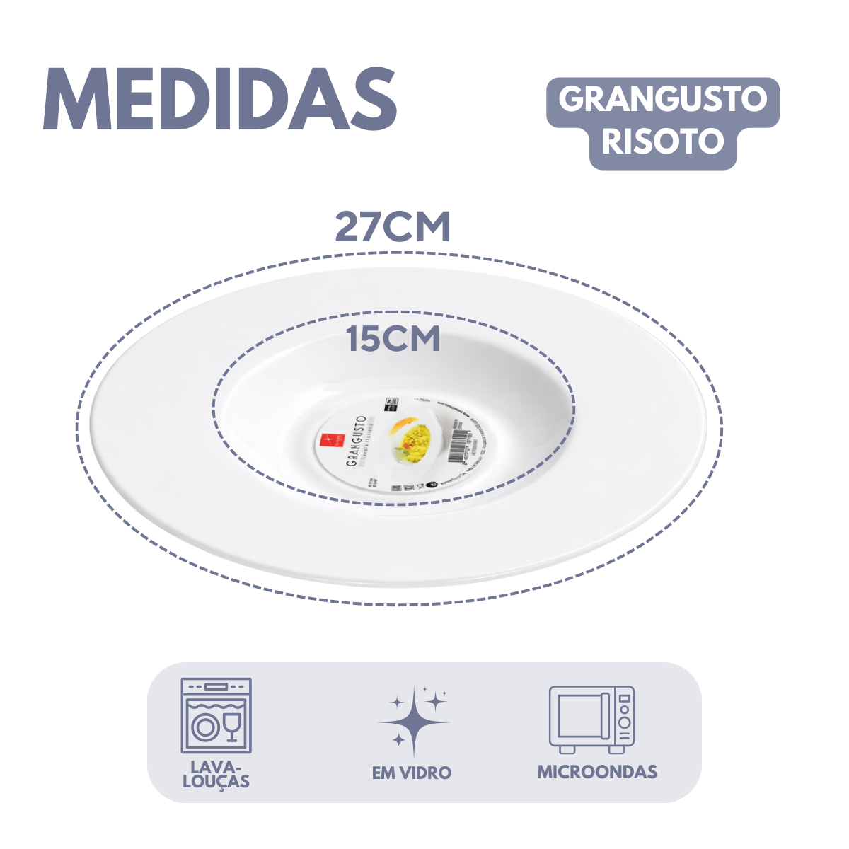 Prato Risoto 27cm em Vidro Temperado 300ML