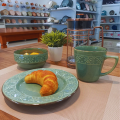 Prato Sobremesa Malaquita Cerâmica 20cm - A Gourmet