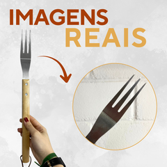 Garfo Churrasco Aço Inox Cabo Madeira