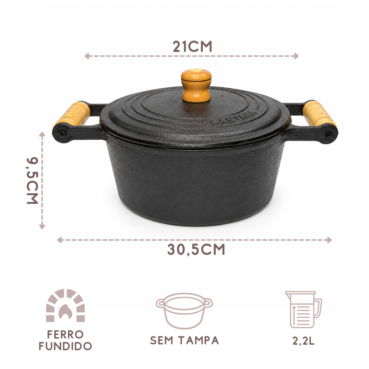 Rechaud Caçarola Ferro Fundido Com Fogareiro Servir