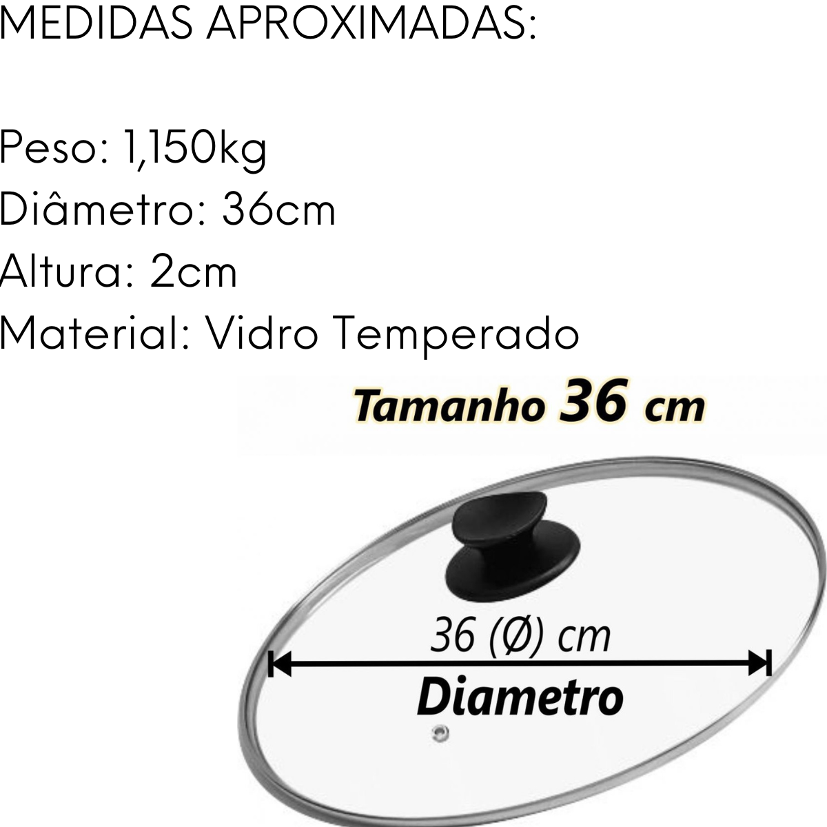 Tampa de Vidro Para Panela N36 - A Gourmet
