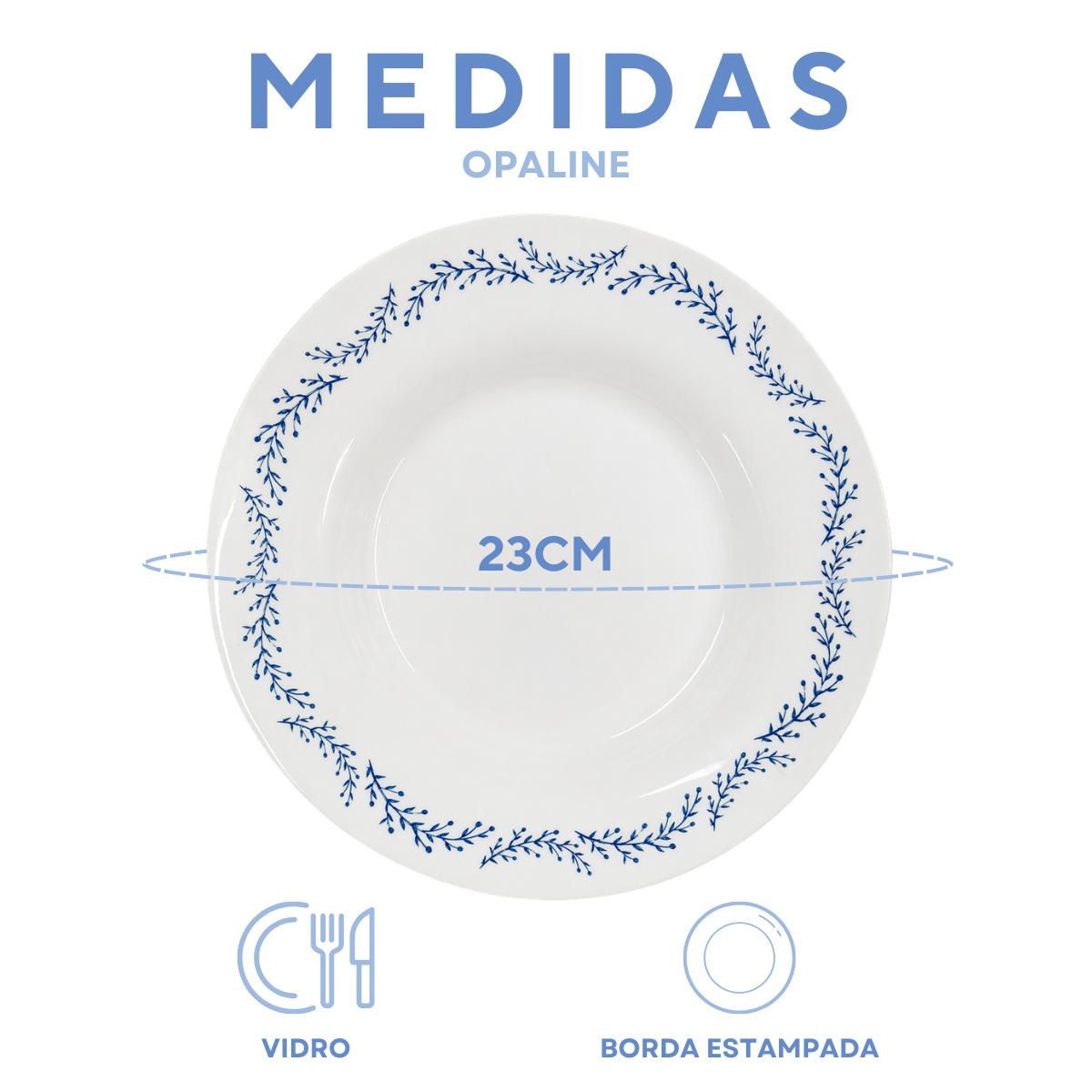 Prato Fundo Opaline Menu Borda Azul