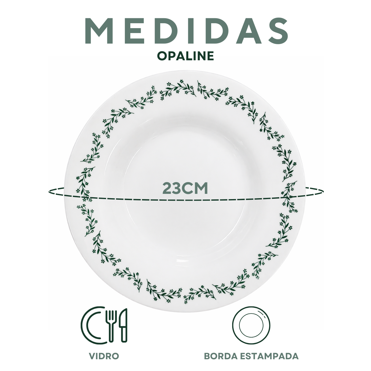 Prato Fundo Menu Opaline Borda Verde