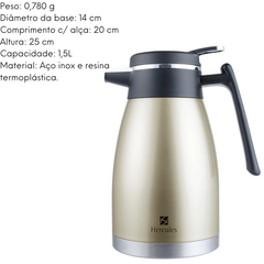 Garrafa Térmica Aço Inox Dourada Hercules 1,5L Hercules