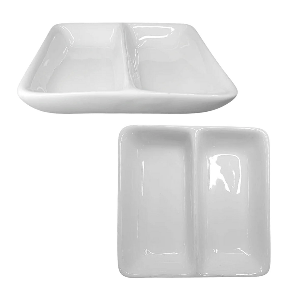 Porta Patê Molho C/ Divisão Porcelana BelaVista