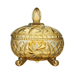 Potiche com Pé Prima de Vidro Âmbar Lyor