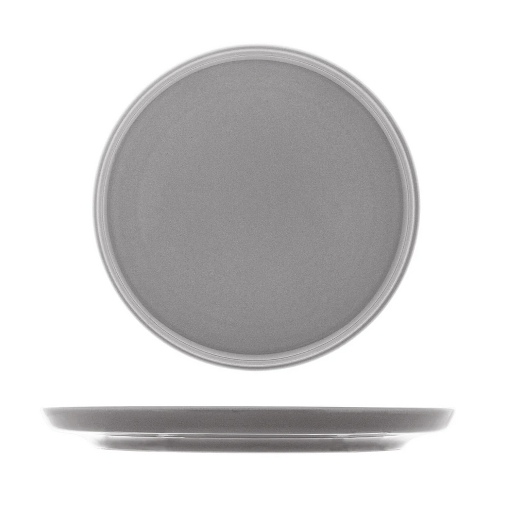 Prato raso 27cm Vadim Cinza Claro Wolff cerâmica elegante Rojemac