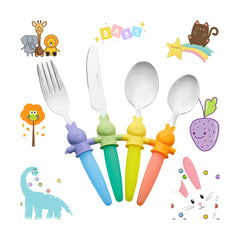 Jogo Talheres Infantil Coloridos Coelho Hercules Criança Hercules