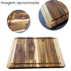 Tabua Retangular Com Canal Madeira Teca - A Gourmet