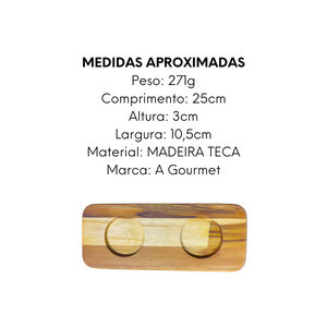 Tabua Retangular de Madeira Teca 25cm A Gourmet