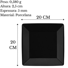 Prato Sobremesa 20cm Quartier Black Oxford