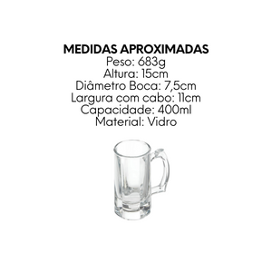 Caneca de Vidro Chopp 400ml - A Gourmet